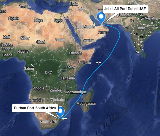 Shipping from Dubai to Durban